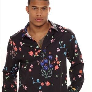 Novamen touch of life Long Sleeve Woven Top Button Up Black Combo Men Size XXL.